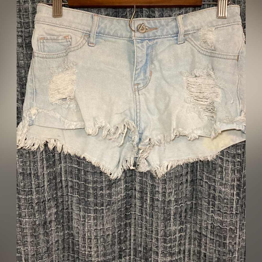 Hollister Light Wash Distressed Denim Shorts